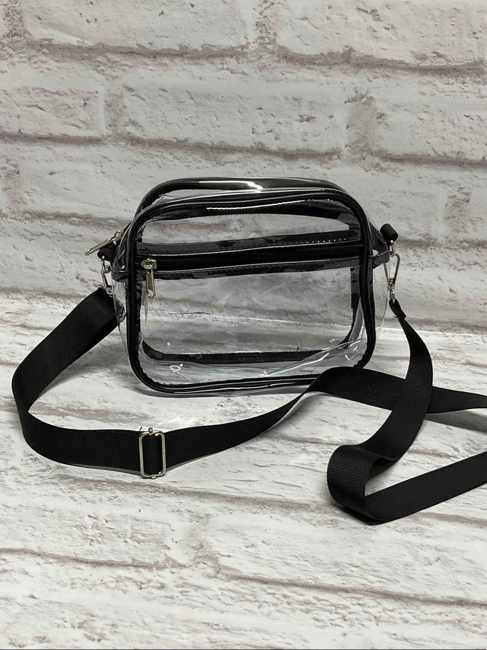 Clear Crossbody Bag with Black Trim